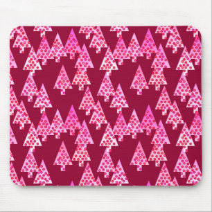 Modern flower Christmas trees - wine & pink Mouse Pad
