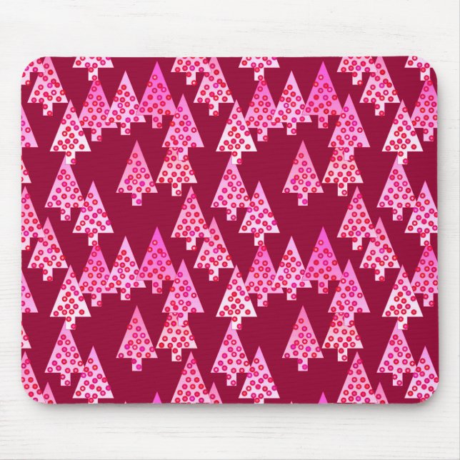 Modern flower Christmas trees - wine & pink Mouse Pad (Front)