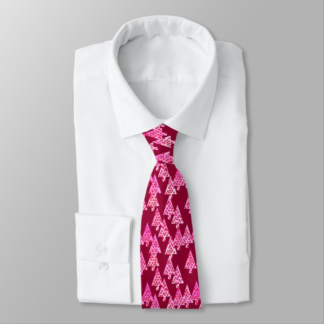Modern flower Christmas trees - wine & pink Tie (Tied)