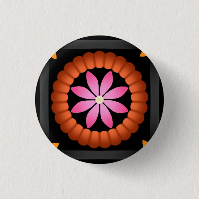 Modern Flower design on black background  3 Cm Round Badge (Front)