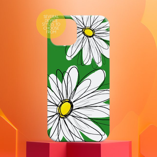 Modern Flower Drawing - green yellow Case-Mate iPhone Case (Personalized Phone Case)