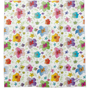 Modern Flower Floral Pattern Colourful Art Shower Curtain