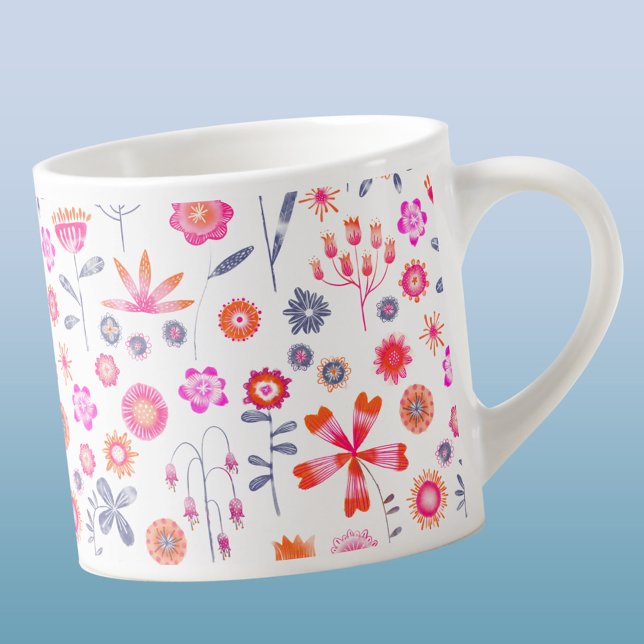 Modern Flower Garden Espresso Cup (Modern watercolor floral espresso cup)