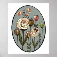 Modern flower garden hand drawn art