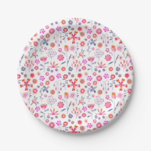 Modern Flower Garden Paper Plate