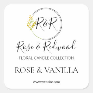 Modern Flower Logo White Candle Product Labels