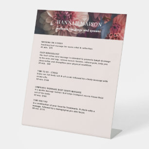 Modern Flower Salon Pricelist Pedestal Sign