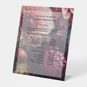 Modern Flower Salon Pricelist Pedestal Sign