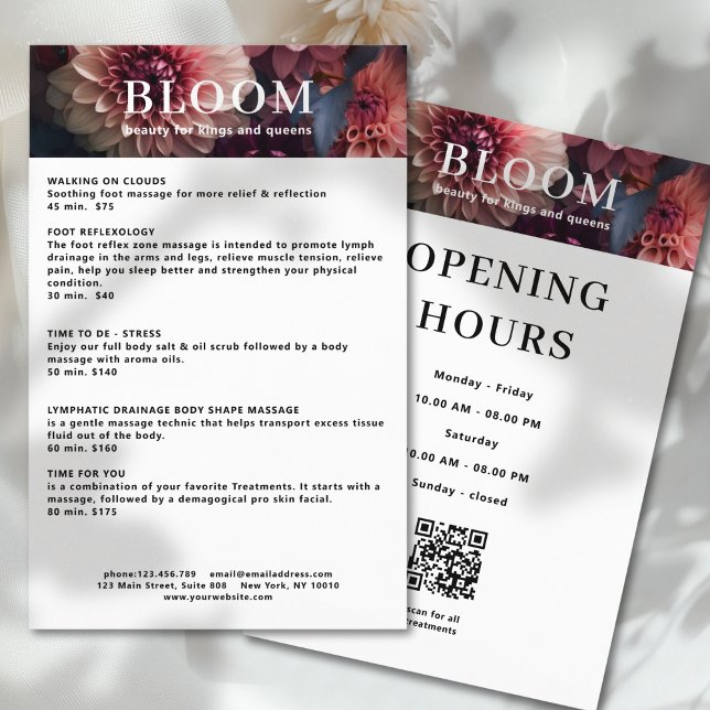 Modern Flower Salon Pricelist QR Code Flyer (Modern Flower Salon Pricelist QR Code Flyer)