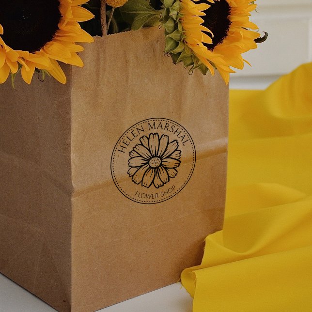 Modern Flower Shop, Custom Small Business Large  Rubber Stamp (Creator Uploaded)