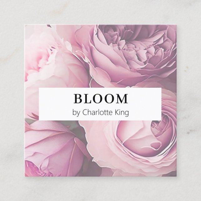 Modern, flower square business card (Front)
