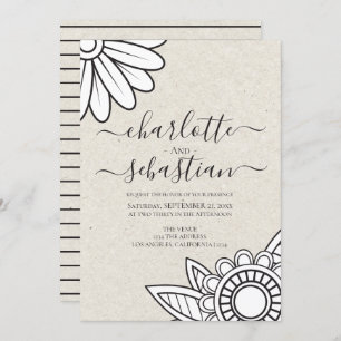 Modern Flower Typography Style Wedding Invitation