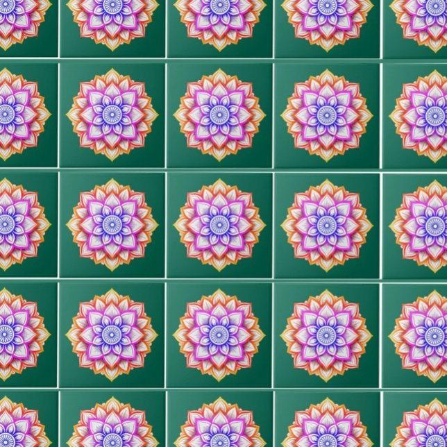 Modern Flower Wall Decor | Floral Emerald Green  Tile (modern flower wall tilesdecor)
