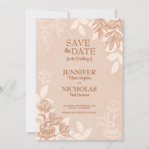 Modern Flowers And Leaves Ornaments for Wedding Invitation