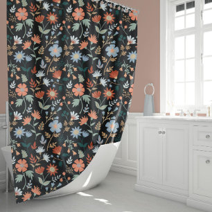 Modern Flowers And Leaves Shower Curtain