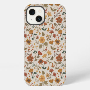Modern Flowers Leaves Gold Rust Girly Print iPhone 13 Case