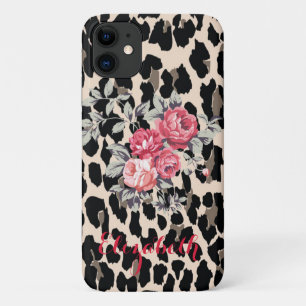Modern Flowers On Leopard Print Case-Mate iPhone Case