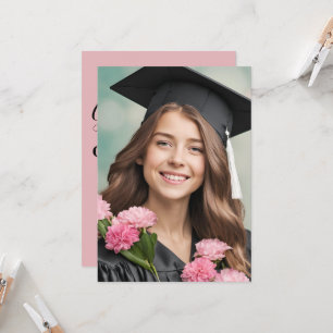 modern flowers pink graduation invitations