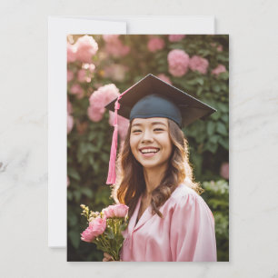 modern flowers pink graduation invitations