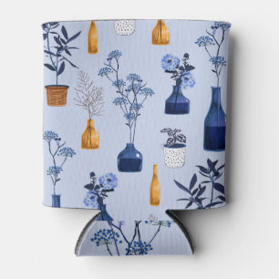 Modern Flowers Vase Vintage Monotone Can Cooler