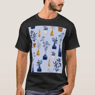 Modern Flowers Vase Vintage Monotone T-Shirt