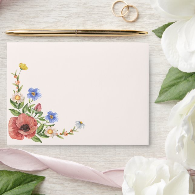 Modern flowers Watercolor wildflowers Wedding Envelope (Wedding)
