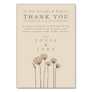 Modern flowers Wedding thank you Table Card