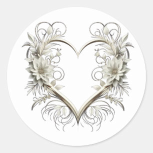 Modern Flowers with a Heart Classic Round Sticker