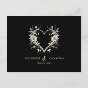 Modern Flowers with a Heart-RSVP-Wedding- Postcard