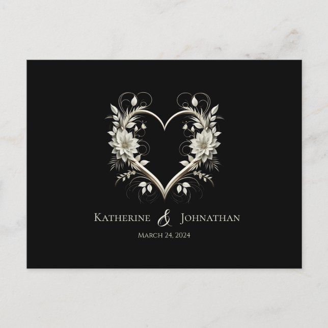 Modern Flowers with a Heart-RSVP-Wedding- Postcard (Front)