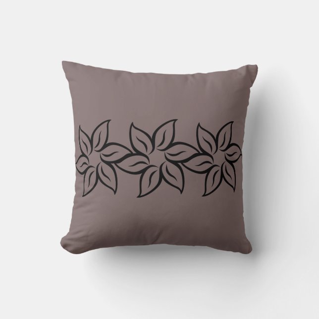 Modern Flowery Purple & Black Cushion (Front)