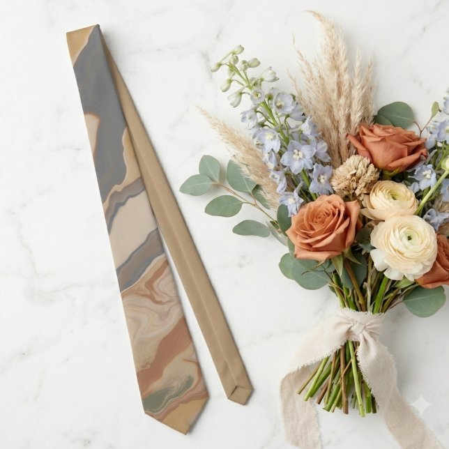 Modern Fluid Marble Abstract Wedding Tie (Flowing marble swirls create a chic, modern look for the stylish groom or wedding guest.)
