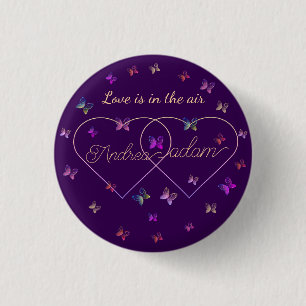 modern flying butterflies heart 3 cm round badge