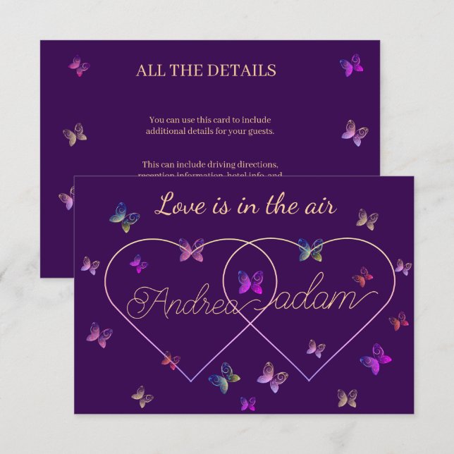 modern flying butterflies heart  enclosure card (Front/Back)