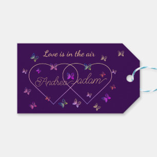 modern flying butterflies heart gift tags