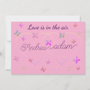 modern flying butterflies heart invitation