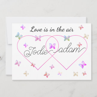 modern flying butterflies heart invitation