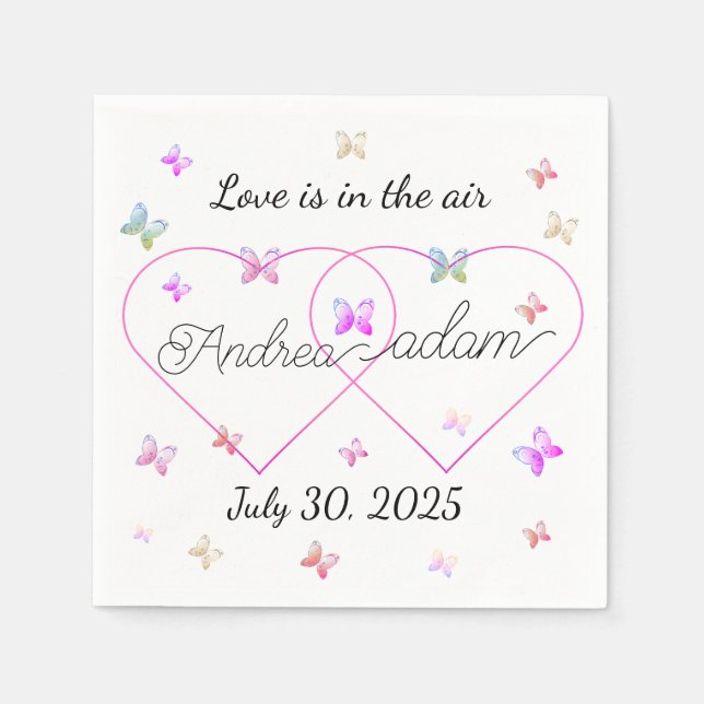 modern flying butterflies heart napkin (Front)