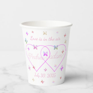 modern flying butterflies heart paper cups