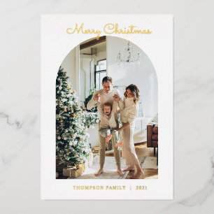 Modern Foil 5 Photo Merry Christmas Arch Holiday