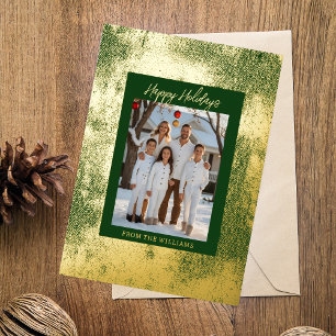 Modern Foil Christmas Card Template Holiday Green