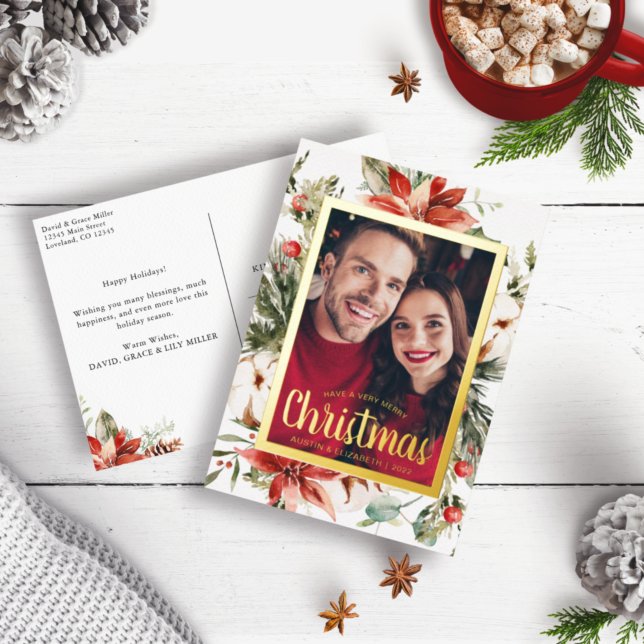 Modern Foil Foil Holiday Postcard (Creator Uploaded)