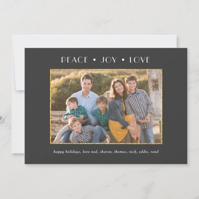 Modern Foil Frame Holiday Photo Custom Card (Front)