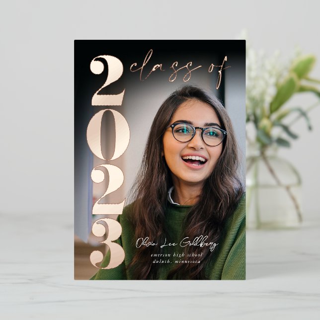 Modern Foil Graduation Announcement (Standing Front)