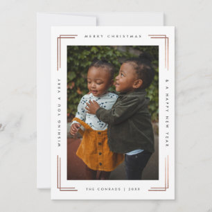 Modern foil merry Christmas photo card one picture