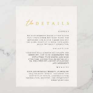Modern Foil White Wedding Details Enclosure Card