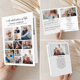 Modern Folded 14-Photo Memorial/Funeral Program Programme