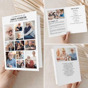 Modern Folded 15-Photo Memorial/Funeral Program Programme