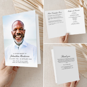 Modern Folded Funeral Order of Service Photo Programme