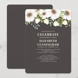 Modern Foliage and Florals Memorial Invitation